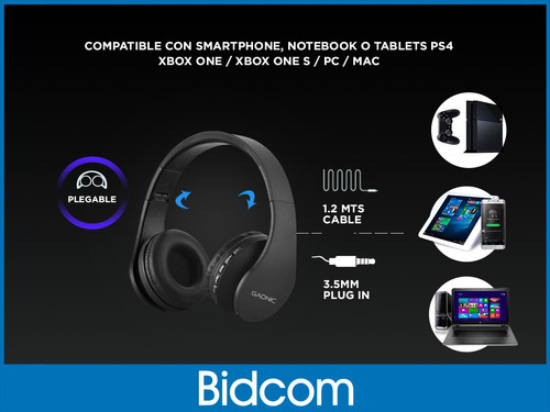 Auriculares Gadnic Bluetooth Aptx Manos Libres Llamadas Color Negro