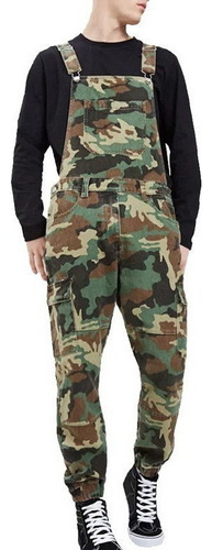 Overol De Camuflaje Hombre Cargo Moda Simple Multibolsillos