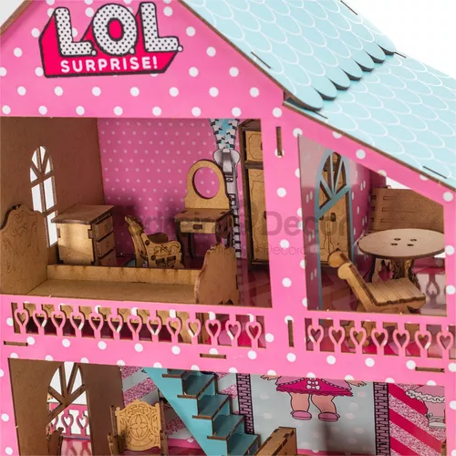 Casa Casinha De Boneca Barbie 36 Moveis + Parquinho Mdf Novo