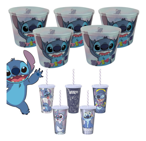 Balde De Pipoca E Copo Stitch