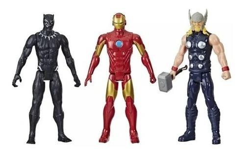 Avengers X 3 Figuras Black Panther, Iron Man Y Thor Hasbro