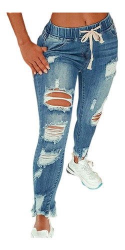 Ripped Jeans Pantalones Vaqueros De Talla Grande Para Mujer,