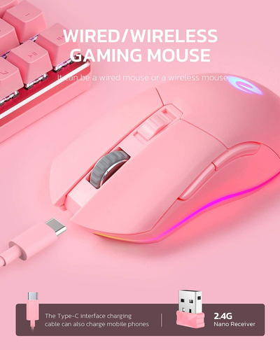 Raton Inalambrico Para Juegos Dareu, 10000 Dpi, 7 Botones...