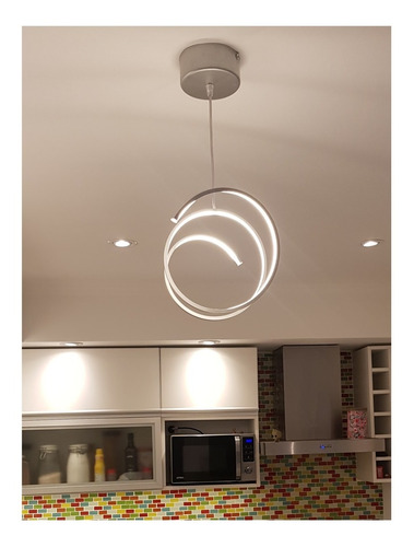 Imagen 4 de 10 de Lampara Colgante Led Rulo 28w Deco Moderno Cocina Hot Sale