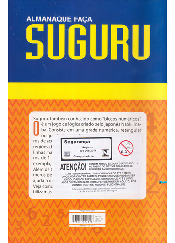 Suguru: Nível Médio, De Ibc. Passatempos Coquetel, Vol. Volume 1. Editorial Online, Capa Mole Em Português