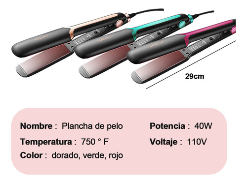 Plancha Cabello Profesional 2 En 1 Para Hogar Dorado