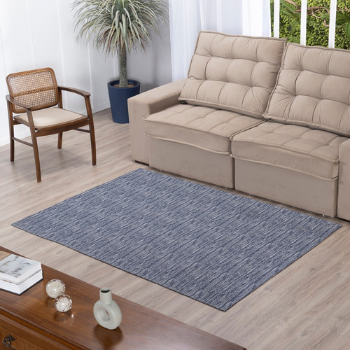 Tapete Sala De Estar Geométrico Jacquard Antiderrapante 3m Comprimento 3 M Cor Mesclado Azul Largura 1.45 M