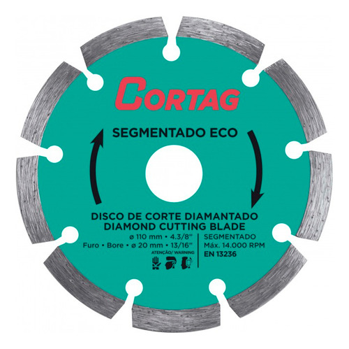 Discosegmentado Diamantado Eco 110mm Cortag Emb. C/ 10