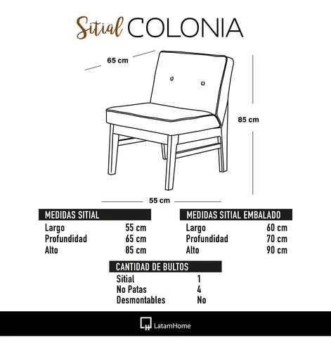 Sitial Colonia Tela Velvet - Latam Home