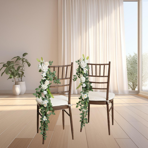 2 Uds Pew Flores Artificiales Eucalipto Elegante Silla De