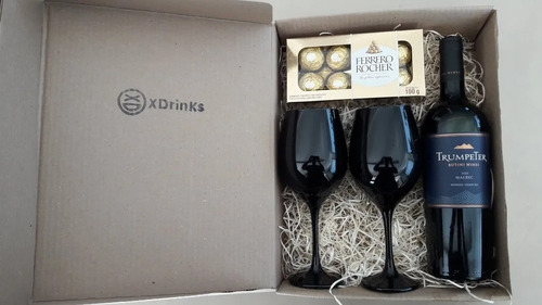 Regalo Dia Del Padre 1 Vino Trumpeter + 2 Copas + Ferrero