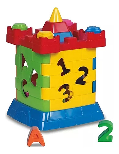 Castelinho Castelo Cubo Didático De Montar Com Peças Educativas Colorido