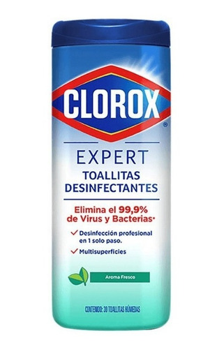 Imagen 1 de 1 de Toallitas Desinfectantes Clorox Expert Sin Cloro 30 Pzas