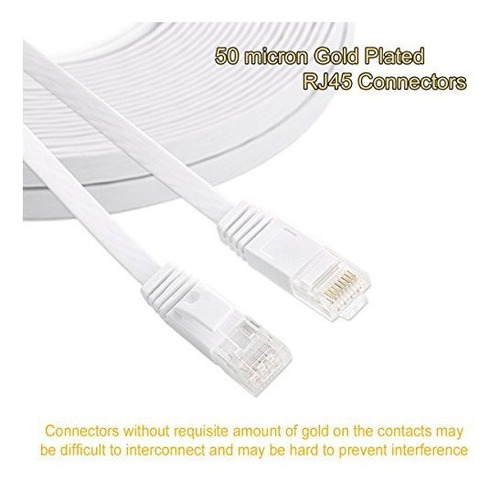Ethernet 6 100 Pie Blanco Plano Largo Conexion Lan Red Jy
