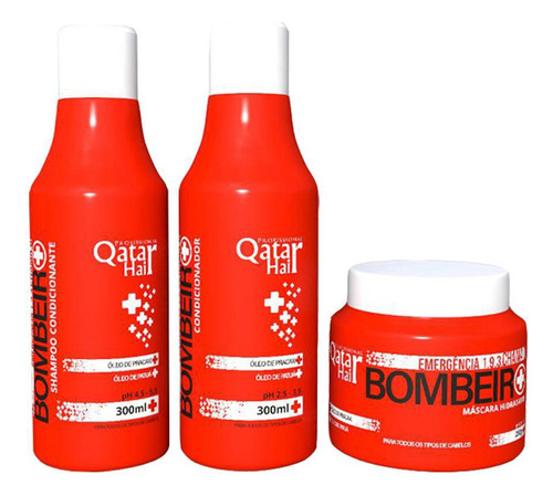 Kit Manutenção Bombeiro Emergência Qatar Hair 3 Passos