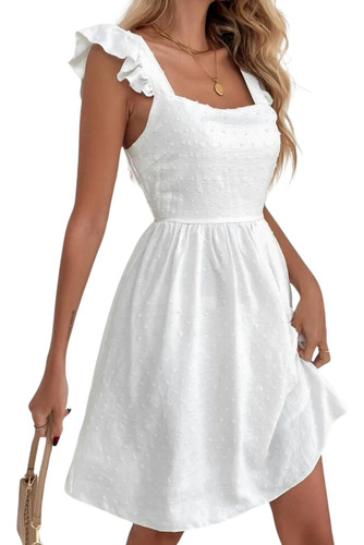 Vestido De Festa Manguinha Branco Noivado Leve Feminino