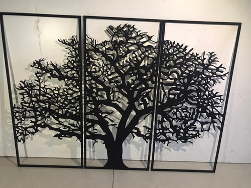 Imagen 3 de 5 de Triptico Arbol Mdf 3mm Pintado Tamaño 66 X 49 Cm Decorativo