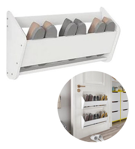 Sapateira Organizador Fixa Branco De Parede Mdf 60x30cm