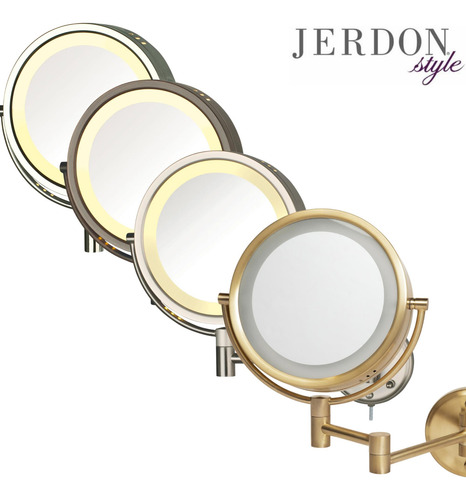 Espejo De Maquillaje Jerdon Montado En La Pared Con Iluminac