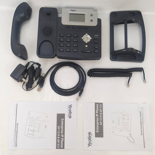 Telefone Ip Yealink C/ Poe E Fonte 110/220v Sip T21p/e2