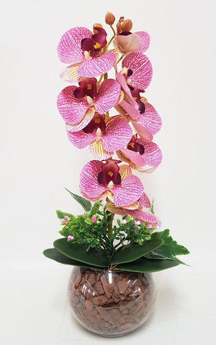 Orquídeas Artificiais Vaso De Vidro Luxo Arranjo De Flores | Parcelamento  sem juros