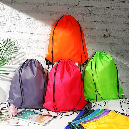 16pzs Morral Bolsas Lona Cuellera Viaje Bolsas Con Cordón Negro