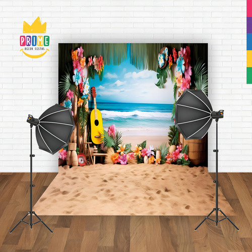 Fondo de foto de playa de verano sobre tela de 2,20 m x 1,50 m - F228