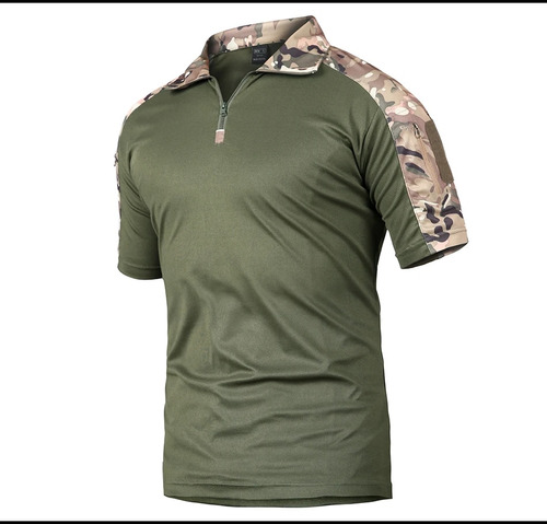 Camisa De Camuflaje Táctico De Manga Corta Para Hombre Con U