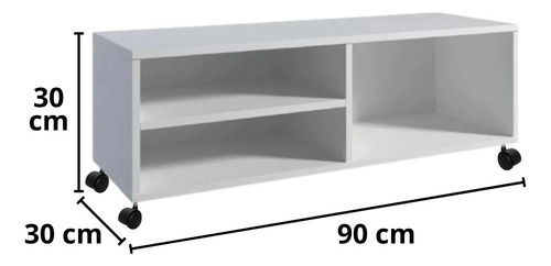 Rack Com Rodas Branco Para Tv Cd Dvd Video Game Sala Quarto