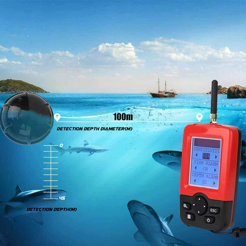 Pesca Buscador Profundímetro Rojo For Embarcaciones Buscador