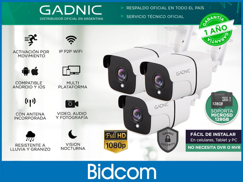 Imagen 2 de 9 de Kit Camara De Seguridad Wifi Sirena Exterior Gadnic + App