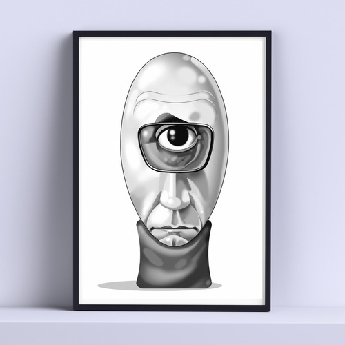 Cuadro Michel Foucault Dibujo 30x40cm Marco + Vidrio