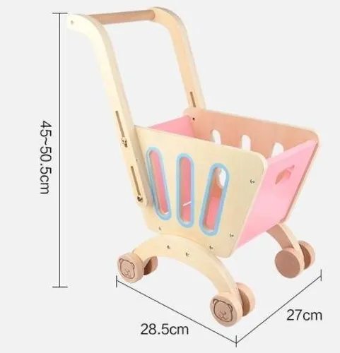 Carrito Compra Didáctico Madera Juguete Diferentes Colores