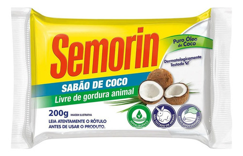 Semorin Barra De Sabão De Coco Tradicional 200g