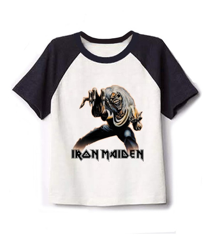 Remera Combinada Iron Maiden - Rock - Metal - Niños