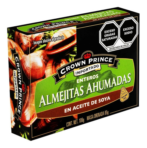 Almejitas Ahumadas Enteras En Aceite De Soya Crown Prince 