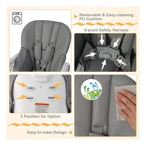 Baby Joy Silla Alta Para Bebé, Silla Alta Plegable 7 5 Doble