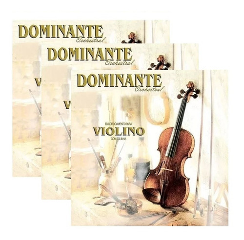 Kit 3 Encordoamento Cordas Violino Dominante Orchestral 89