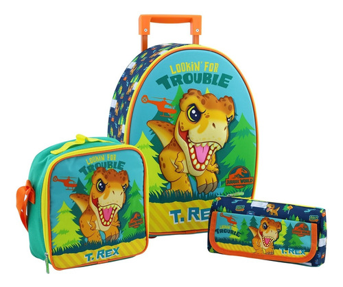 Set Maleta Eva 3d Med Jurassic Kids Tamaño A4 Scool