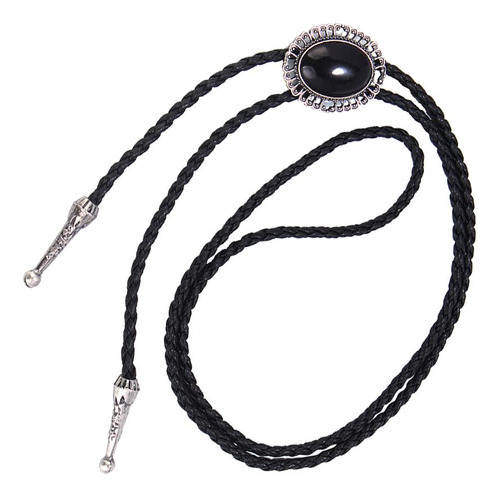 Bolo Tie Oval Negro Para Hombres Casual Informal