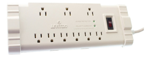 Barra Multicontacto Supresor 9 Enc 15a 120v Leviton S2000-ps Color Blanco