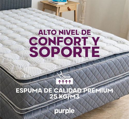 Sommier Y Colchón 2 Plazas De Espuma 140x190 Purple Pandora Color Gris