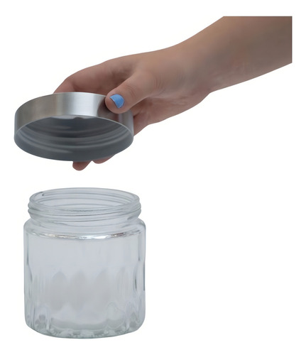 Pote Bolhas 800ml De Vidro Com Tampa Inox Redondo - Mozcada Cor Nude