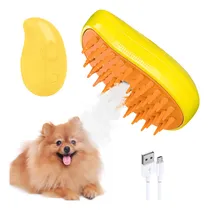Comprar 3 In 1 Depilación Cepillo De Vapor Para Gato\u002Fperro Mascotas Peine Cepillo Automático Para Gatos Color Amarillo Cepillo Eléctrico De Limpieza A Vapor Para Perros Y Gatos