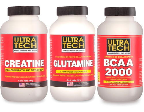 Creatina + Glutamina + Bcaa Ultratech Energía  Masa Muscular