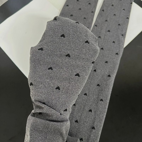 Medias De Terciopelo Gris Con Lazo Para Mujer Con Estampado