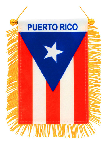 Bandera Anley Puerto Rico Con Flecos Para Colgar En Ventana,