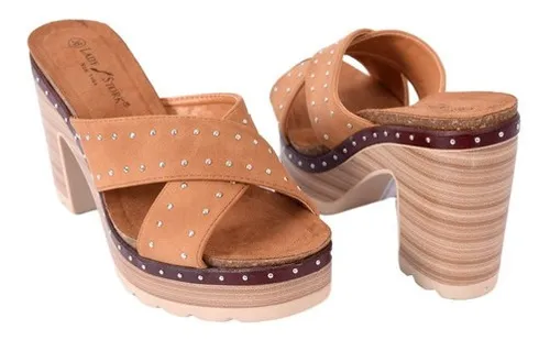 Sandalias Zueco Lady Stork Jesy Mujer C modas Taco Livianas 4.275