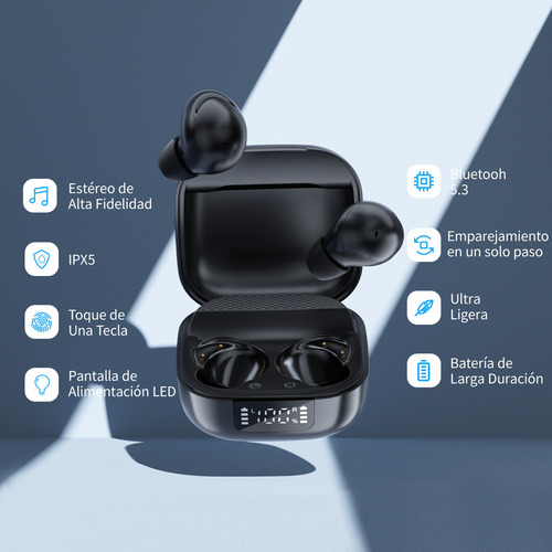 Audífonos Intraurales Inalámbricos Bluetooth 5.3 Mankiw D06 Color Negro