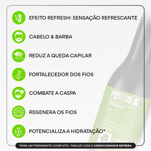 Shampoo 2 Em 1 Cabelo E Barba Ferus Man Refresh 190ml
